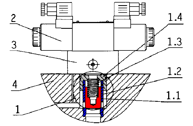 二通插裝閥的典型結(jié)構圖